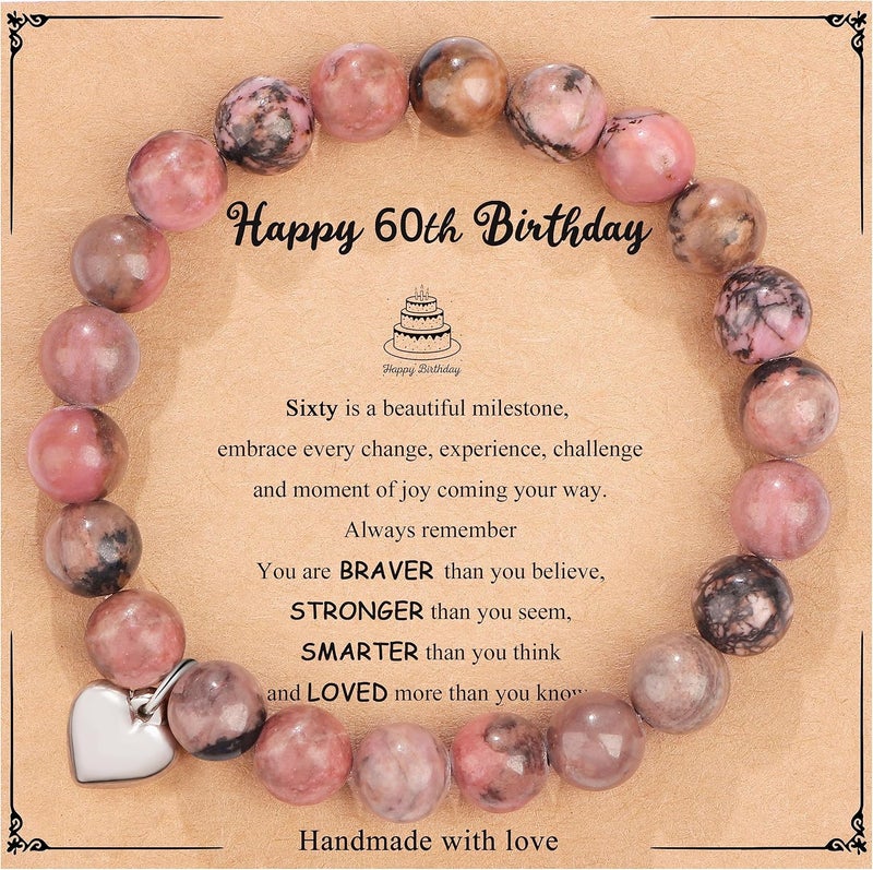 Yiyang 13th 16th 18th 21st 25th 30th 35th 40th 45th 50th 60th 65th 70th 75th 80th Birthday Gifts for Women, Natural Stone Bracelet Birthday Gifts for Women Mom Daughter Grandma Sister Coworker - Image 1